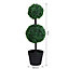 Outsunny 2 PCS Artificial Double Ball Tree w/ Pot Home Decoration Imitation 15cm