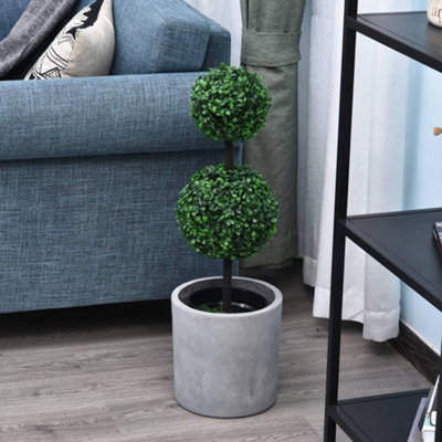 Outsunny 2 PCS Artificial Double Ball Tree w/ Pot Home Decoration Imitation 15cm - 9