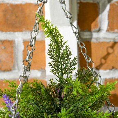Outsunny 2 PCs Artificial Lisianthus Flower Hanging Planter Basket Purple - 8