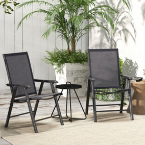 Outsunny 2-PCS Garden Armchairs Outdoor Patio Folding Modern Furniture Grey