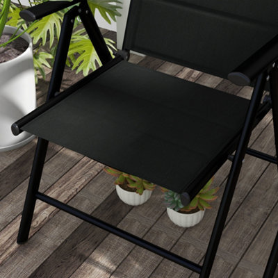Outsunny 2 PCS Outdoor Folding Chairs, Dining Chairs w/ Padded Filling, Black