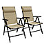 Outsunny 2 PCS Outdoor Folding Chairs, Dining Chairs with Padded Filling, Khaki