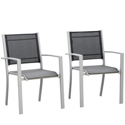 Outsunny 2 PCs Patio Dining Chair Outdoor  Garden Mesh Seat Bistro Chair