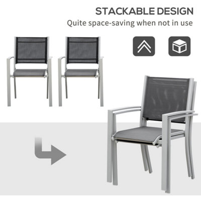 Outsunny 2 PCs Patio Dining Chair Outdoor  Garden Mesh Seat Bistro Chair - 4