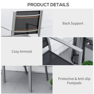 Outsunny 2 PCs Patio Dining Chair Outdoor  Garden Mesh Seat Bistro Chair - 6