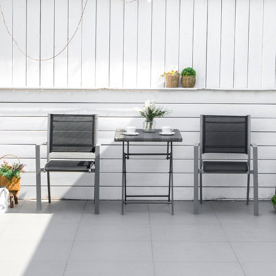 Outsunny 2 PCs Patio Dining Chair Outdoor  Garden Mesh Seat Bistro Chair - 7