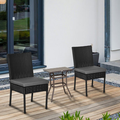 Outsunny 2 PCs Rattan Garden Chairs with Cushion Wicker Dining Chairs Black