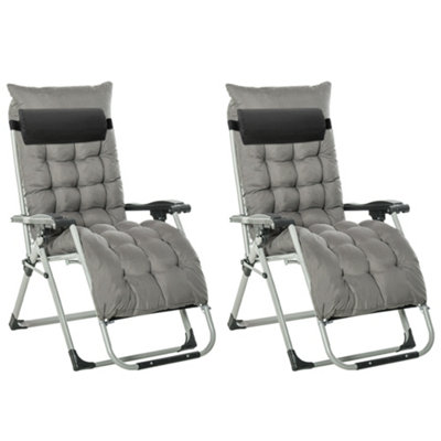 Outsunny 2 PCS Reclining Zero Gravity Chair Folding Lounger