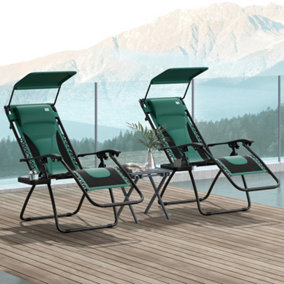 Outsunny 2 Pcs Zero Gravity Lounger Chair, Folding Reclining Chair, Green