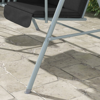 Outsunny 2 Person Covered Patio Swing with Pivot Table & Storage Console Black - 9