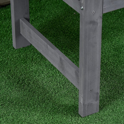 Outsunny 2 Person Garden Bench Wooden Outdoor Furniture with Armrest Grey