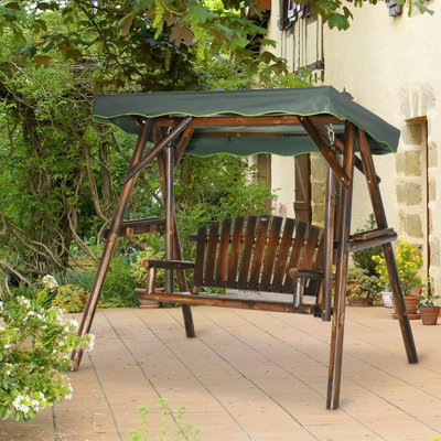 Wooden garden bench online with canopy