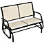 Outsunny 2-Person Patio Glider Bench Gliding Chair Loveseat w/ Armrest Beige