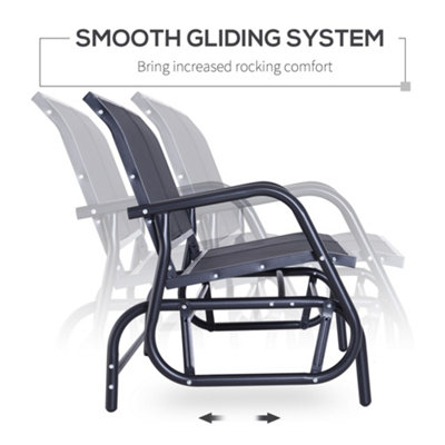 Outsunny 2-Person Patio Glider Bench Gliding Chair Loveseat with Armrest Black - 4