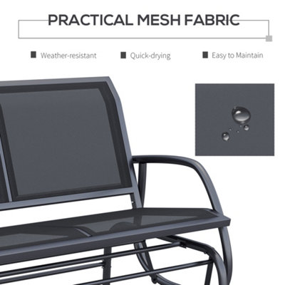 Outsunny 2-Person Patio Glider Bench Gliding Chair Loveseat with Armrest Black - 5