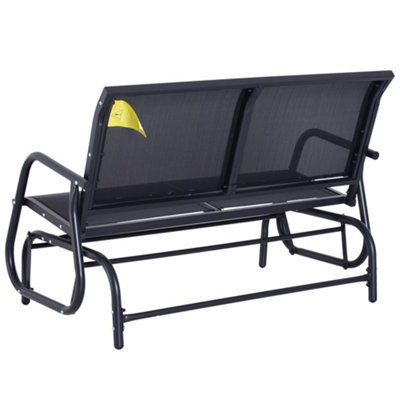 Outsunny 2-Person Patio Glider Bench Gliding Chair Loveseat with Armrest Black - 8