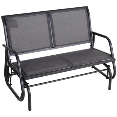 Outsunny 2-Person Patio Glider Bench Gliding Chair Loveseat with Armrest Grey