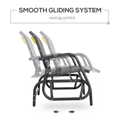 Outsunny 2-Person Patio Glider Bench Gliding Chair Loveseat with Armrest Grey - 4