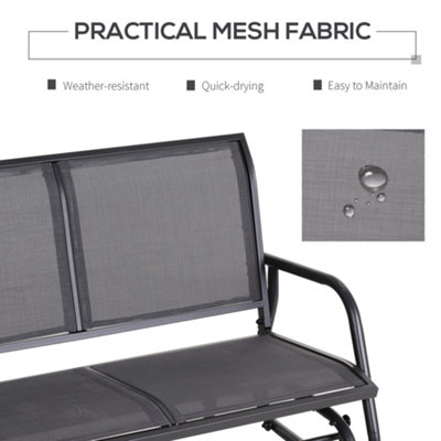 Outsunny 2-Person Patio Glider Bench Gliding Chair Loveseat with Armrest Grey - 5