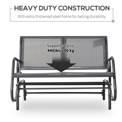 Outsunny 2-Person Patio Glider Bench Gliding Chair Loveseat with Armrest Grey - 6