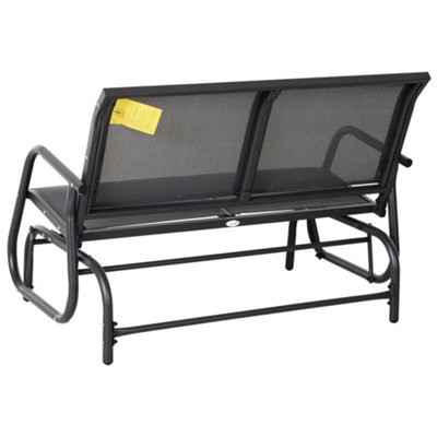 Outsunny 2-Person Patio Glider Bench Gliding Chair Loveseat with Armrest Grey - 9