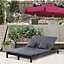 Outsunny 2 Person Rattan Lounger Adjustable Double Chaise Chair with Cushion Black