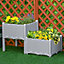 Outsunny 2-piece Elevated Flower Bed Vegetable Planter Plastic, Grey