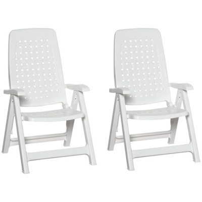 Outsunny 2 Piece Outdoor Folding Chairs w/ 4-Position Back for Dining, Camping