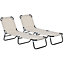 Outsunny 2 Piece Reclining Chaise Lounge with 5-Level Adjustable Backrest Cream