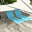 Outsunny 2 Pieces Outdoor Beach Mat Steel Reclining Chair Set Light Blue