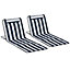 Outsunny 2 Pieces Outdoor Beach Mat Steel Reclining Chair Set w/ Pillow Blue