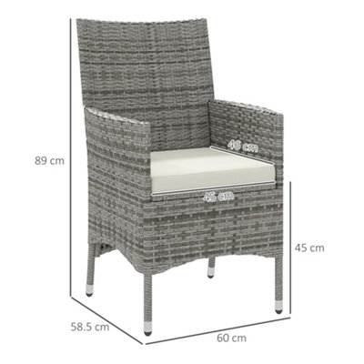 Outsunny 2 Pieces Outdoor Rattan Armchair Garden Dining Chair Set Mixed ...