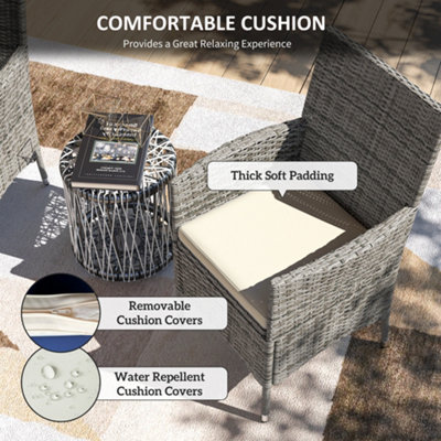 Outsunny 2 Pieces Outdoor Rattan Armchair Garden Dining Chair Set Mixed ...