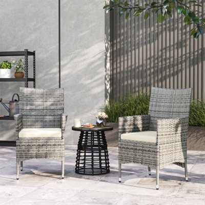 Outsunny 2 Pieces Outdoor Rattan Armchair Garden Dining Chair Set Mixed ...