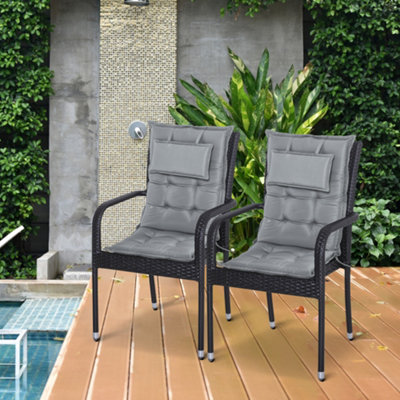 Outsunny 2 Pieces Patio Chair Cushion Set, High Back Seat Pads With ...