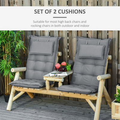 Outsunny 2 Pieces Patio Chair Cushion Set High Back Seat Pads with Pillow Grey DIY at B Q