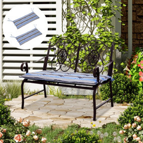 Outsunny 2 Pieces Replacement Cushions for Garden Bench, with Strips, Blue