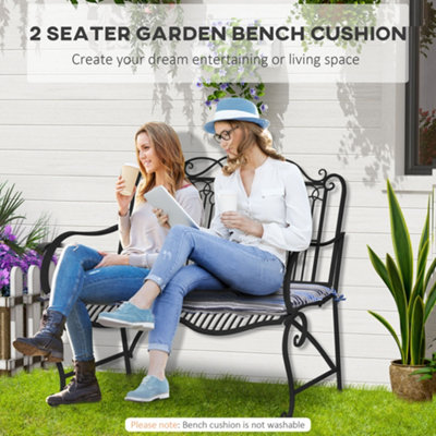 Outsunny 2 Pieces Replacement Cushions for Garden Bench, with Strips, Blue