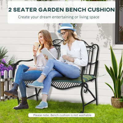 Outsunny 2 Pieces Replacement Cushions for Garden Bench, with Strips, Green