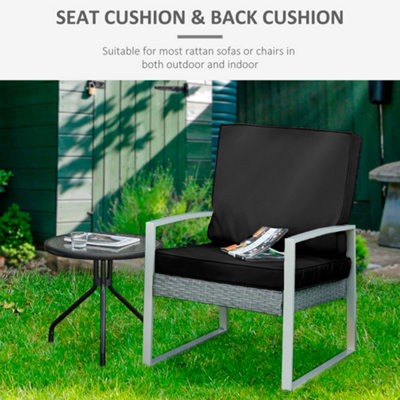 Outsunny 2 Pieces Seat Cushion and Back Pad Set for Rattan Furniture Black - 4
