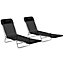 Outsunny 2 Pieces Sun Loungers Foldable Reclining Chair with Headrest Black