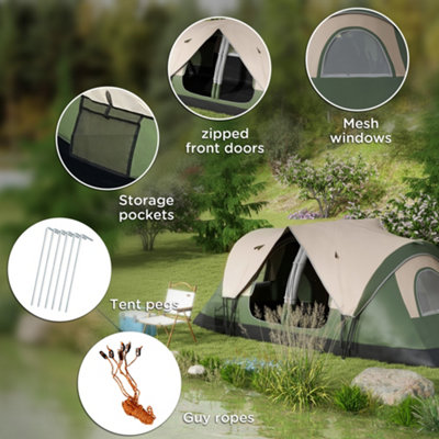 Outsunny 2 Room Camping Tent with Waterproof Rainfly