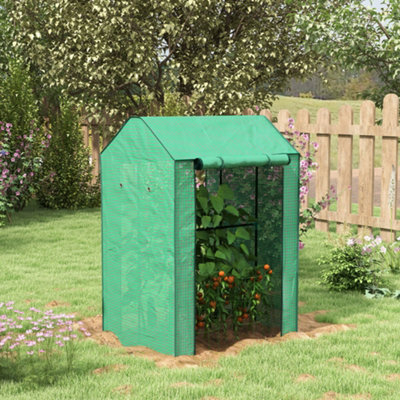 Outsunny 2-Room Greenhouse with 2 Roll-up Doors and Vent Holes, 100x80x150cm