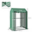 Outsunny 2-Room Greenhouse with 2 Roll-up Doors and Vent Holes, 100x80x150cm