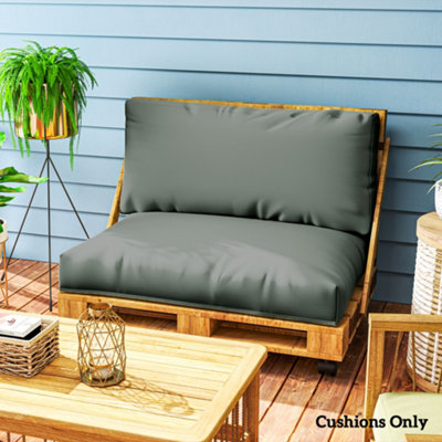 Outsunny 2 Seat Pallet Cushions 20cm Thick Outdoor Seat Pads, Charcoal Grey