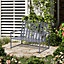 Outsunny 2 Seat Steel Patio Garden Bench Chair Slat Design Backyard Porch, Grey