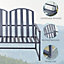 Outsunny 2 Seat Steel Patio Garden Bench Chair Slat Design Backyard Porch, Grey