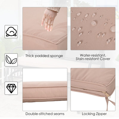 Outsunny 2-Seater Bench Cushion Polyester Cover Seat Pad Replacement  Beige - 6