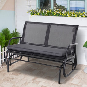 Outsunny 2-Seater Bench Cushion Polyester Cover Seat Pad Replacement Grey