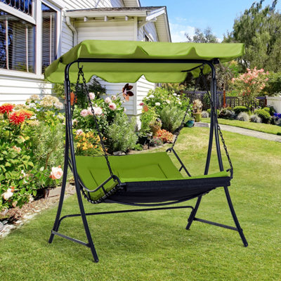 Outsunny 2 Seater Canopy Swing Chair Garden Hammock Bench Outdoor